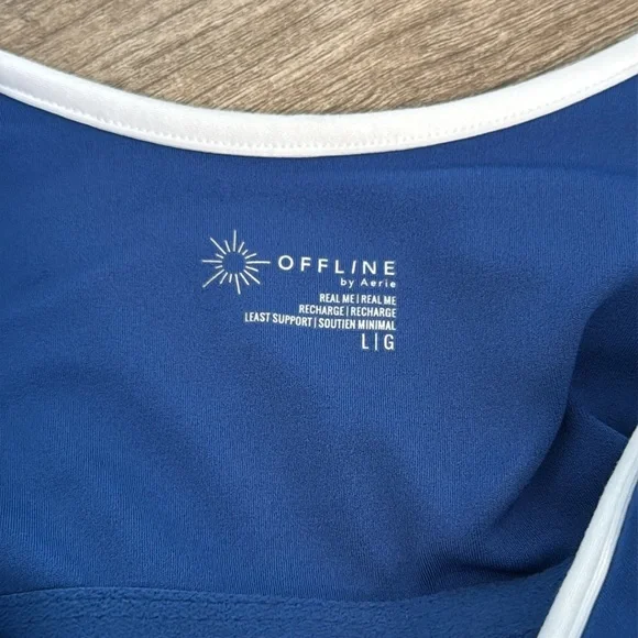 Aerie Blue and White Sports Bra 3/$18 - Picture 5 of 6